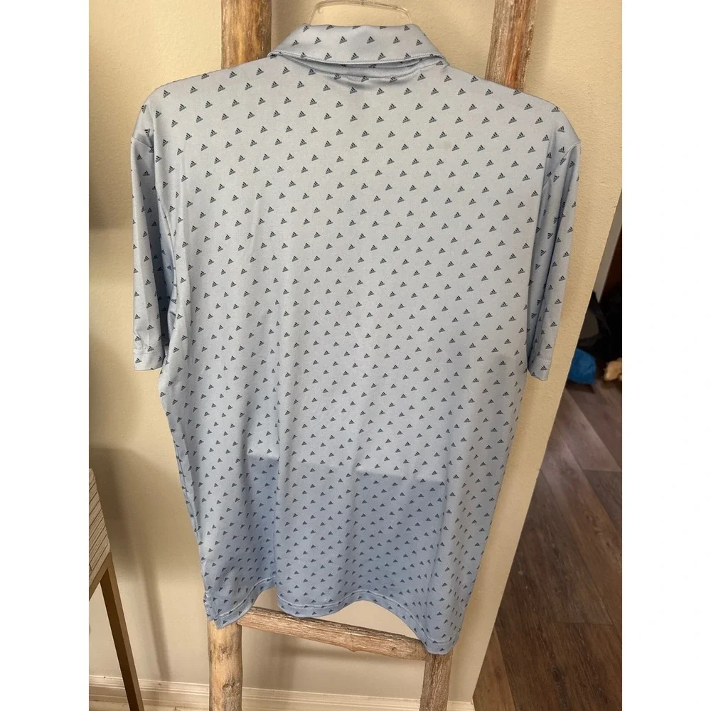 Adidas Polo‎ Golf Shirt Adi-Print Logo ULT Moon Blue Men's Size S UPF50